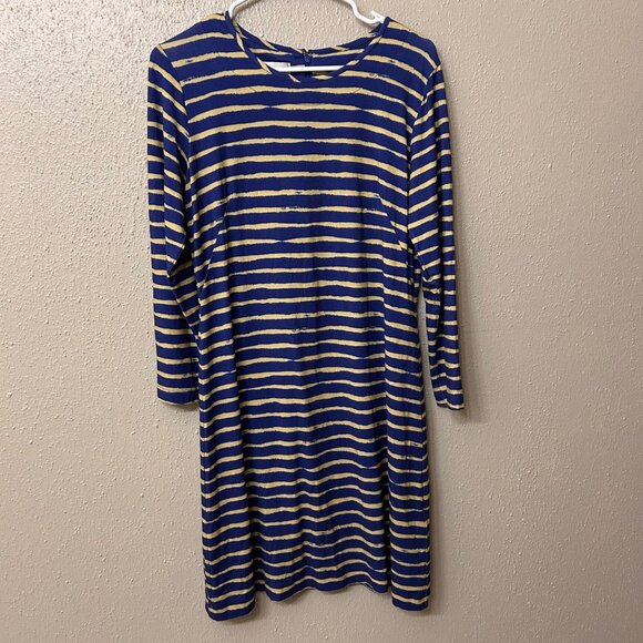 Sara Campbell Blue Striped Long Sleeve Midi Dress Size Medium - Picture 1 of 8
